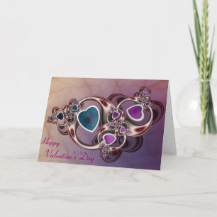 Carte de Saint-Valentin de coeurs de fractale
