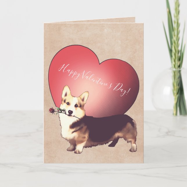 Carte de Saint-Valentin de corgi de Gallois (Devant)
