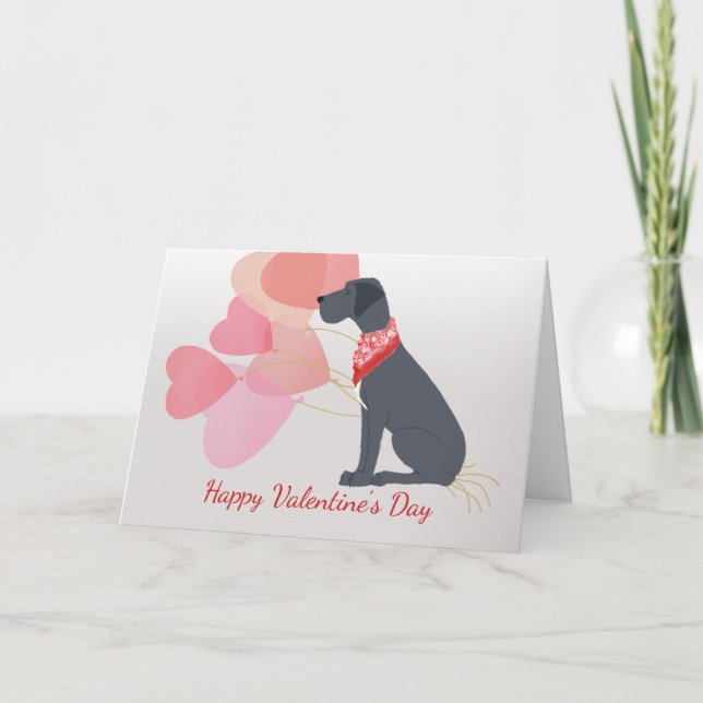 Carte de Saint Valentin de Great Dane Chien rouge  (Devant)