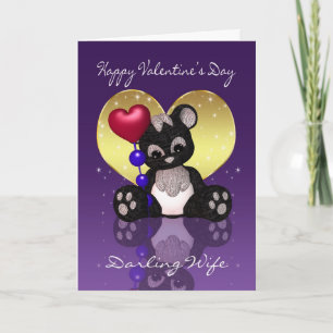 Carte de Saint-Valentin d'épouse - ours panda