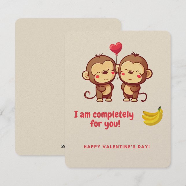 Carte de Saint Valentin des Singes mignons (Devant / Derrière)