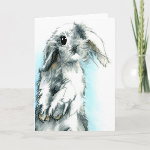 Carte de Saint-Valentin : Dessin blanc de lapin