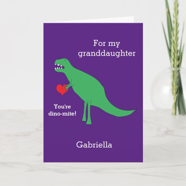 Carte de Saint Valentin Dinosaure Violet (Devant)
