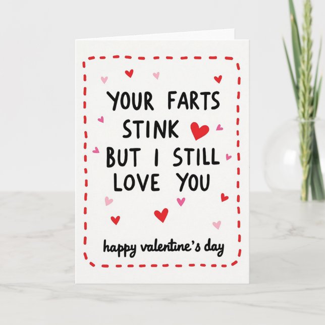 Carte de Saint-Valentin drôle de pets qui puent (Devant)
