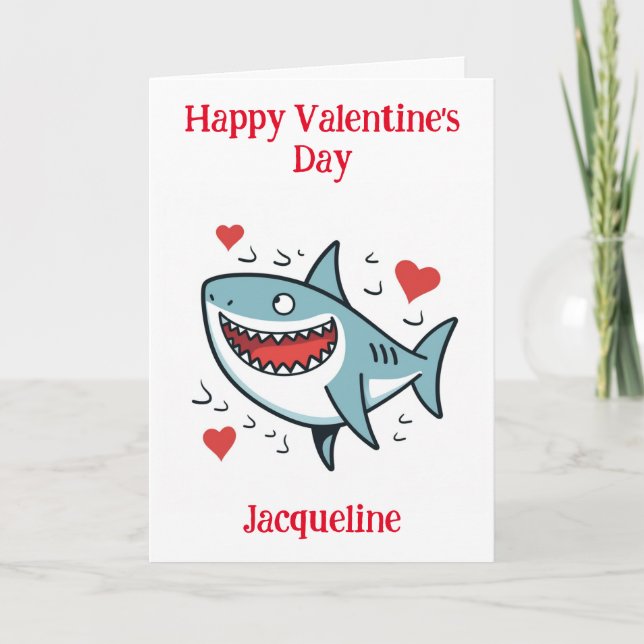 Carte de Saint-Valentin drôle requin personnalisée (Devant)