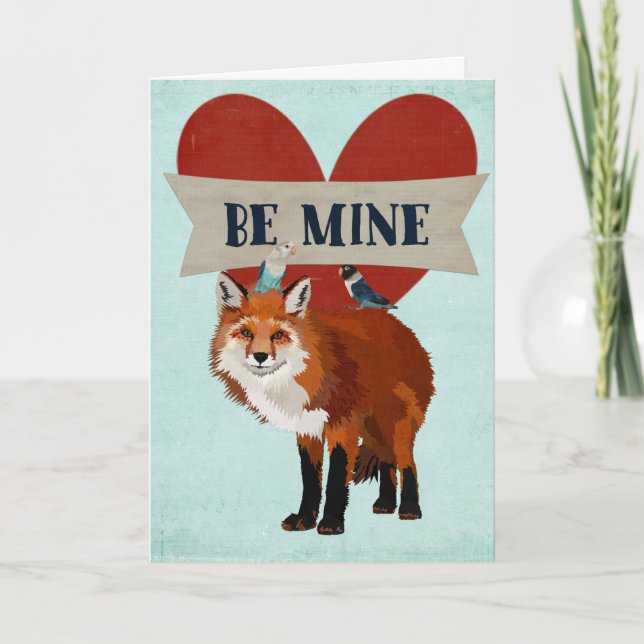 Carte de Saint Valentin FOX & INDIGO BIRDS (Devant)