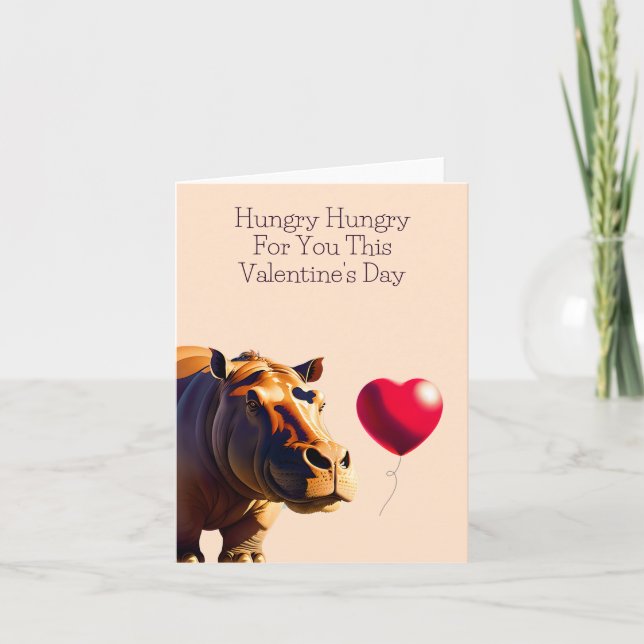 Carte de Saint Valentin Hungry Hippo - Drôle et mi (Devant)