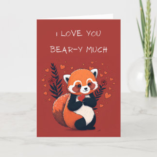 Carte de Saint Valentin illustrée Red Panda Cute