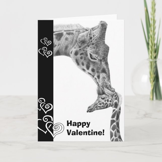 Carte de Saint-Valentin joyeuse Giraffe et Calf (Devant)