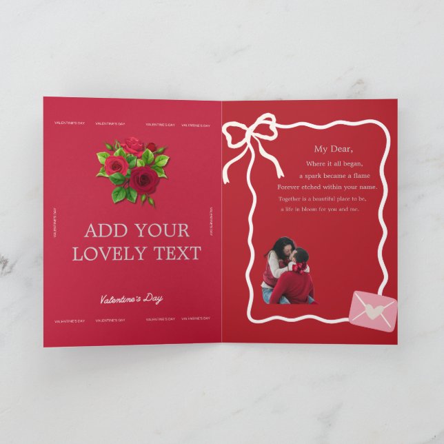 Carte de Saint-Valentin joyeuse - Romantique Douce (Intérieur)