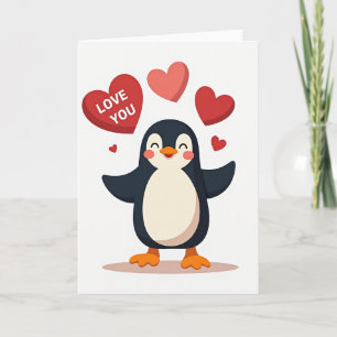 Carte de Saint-Valentin Manchot Mignon
