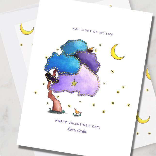 Carte de Saint-Valentin mignonne avec lucioles noc (Créateur téléchargé)