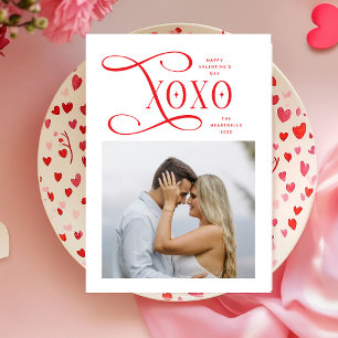 Carte de Saint-Valentin Moderne XOXO pour Couples
