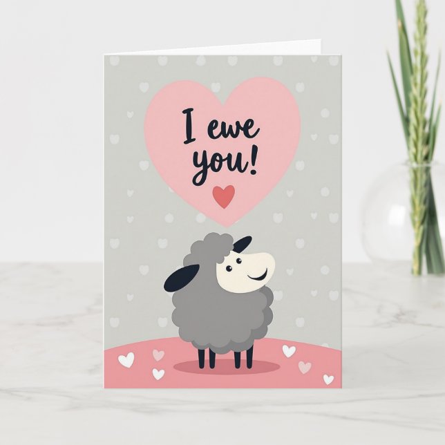 Carte de Saint-Valentin Mouton Mignon Je T'aime (Devant)