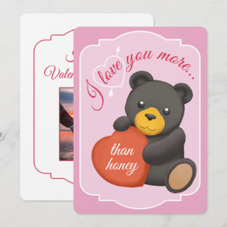 Carte de Saint-Valentin Ours Noir Mignon