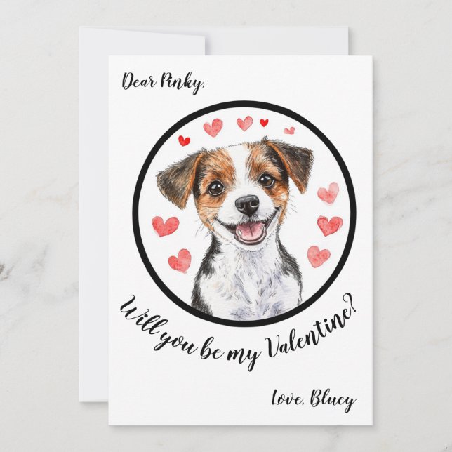 Carte de Saint-Valentin personnalisable Jack Russe (Devant)