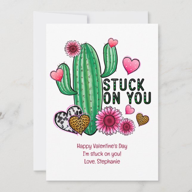 Carte de Saint-Valentin personnalisée Cactus Rose  (Devant)