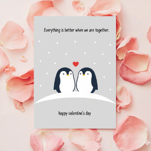 Carte de Saint-Valentin Pingouin Cadeau Romantique