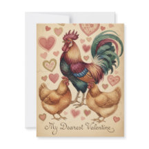 Carte de Saint-Valentin poulet coq fabuleuse
