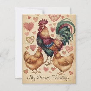 Carte de Saint-Valentin poulet coq fabuleuse