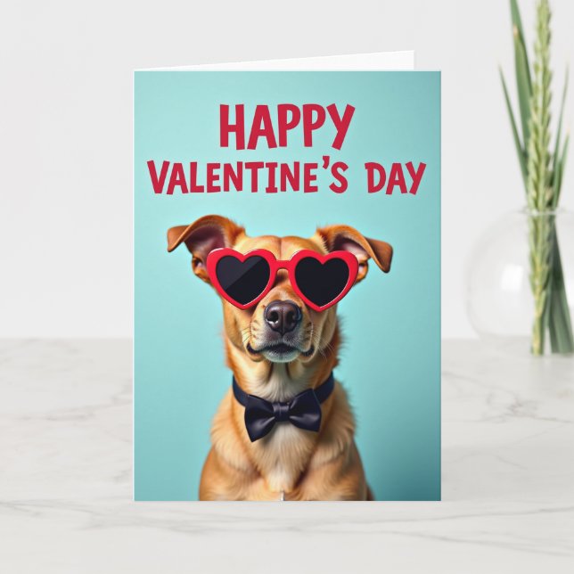 Carte de Saint-Valentin pour chien joyeuse (Devant)