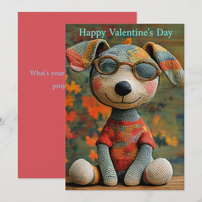 Carte de Saint Valentin pour chien mignon pour un  (Devant / Derrière)