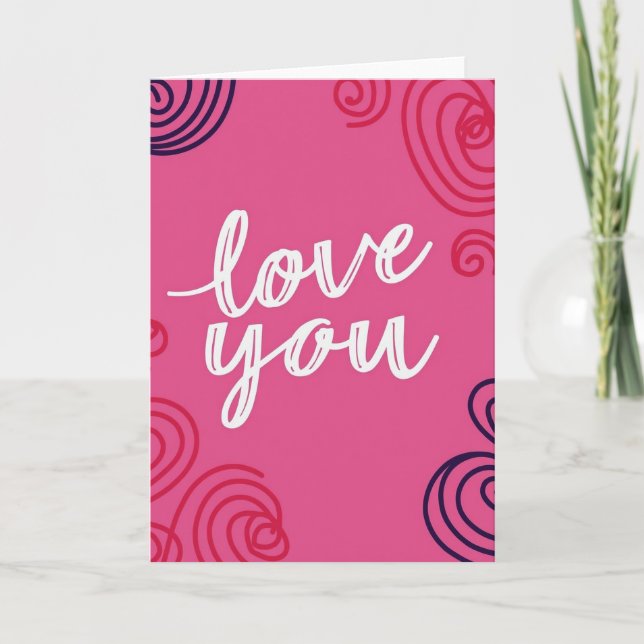 Carte de Saint-Valentin rose Je t'aime (Devant)