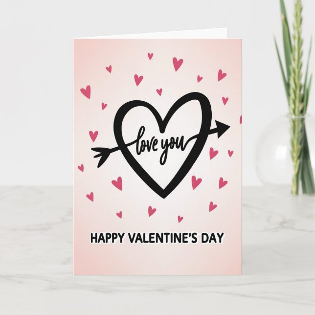 Carte de Saint-Valentin rose joyeuse (Devant)