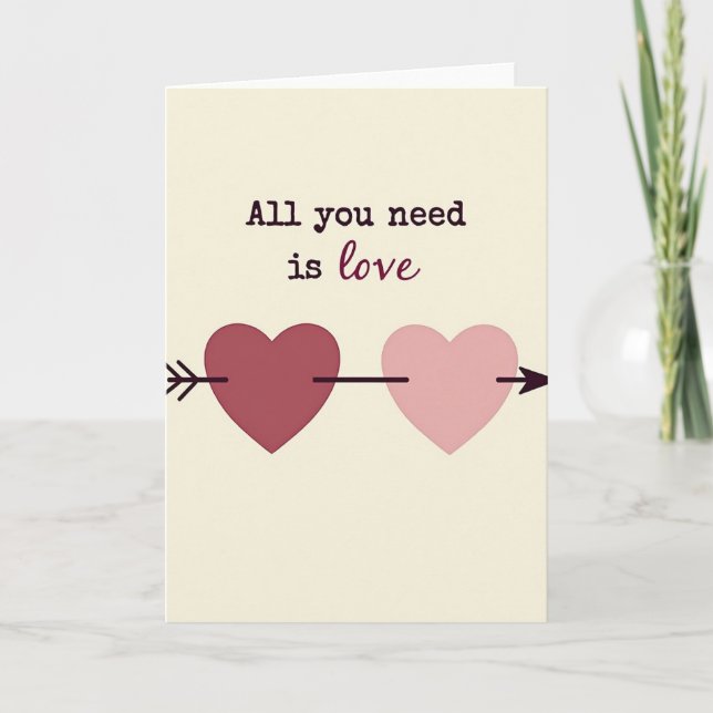 Carte de Saint-Valentin rose pour exprimer l'amour (Devant)