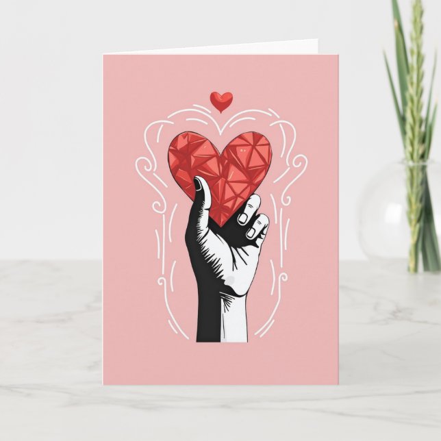 Carte de Saint-Valentin rose pour l'être aimé (Devant)