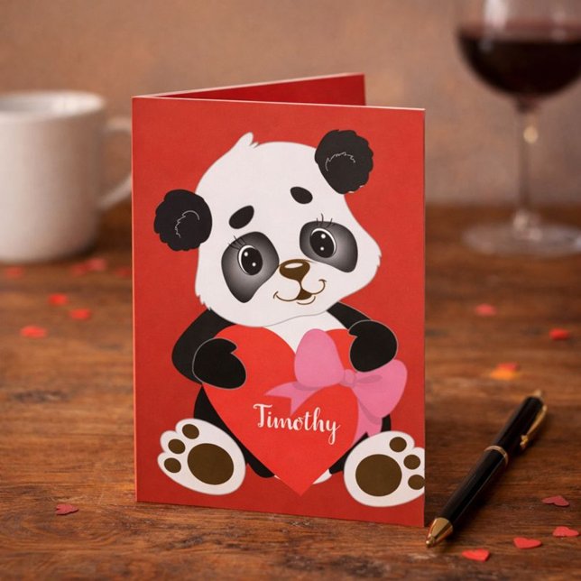 Carte de Saint-Valentin Rouge sucré avec Panda Des (Créateur téléchargé)