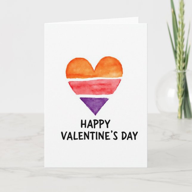 Carte de Saint-Valentin simple à l'aquarelle (Devant)