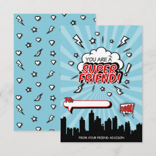 Carte de Saint-Valentin Super hero Friend Comic