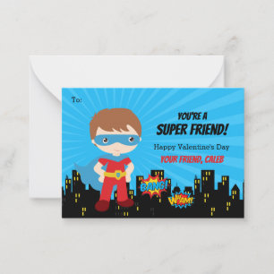 Carte de Saint-Valentin Superhero - École de bande