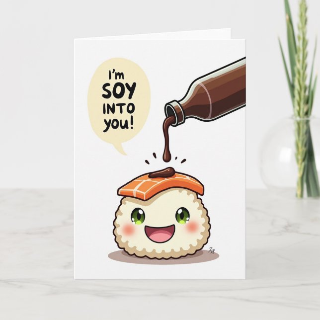 Carte de Saint-Valentin Sushi 'Je Suis Sauce Soja  (Devant)