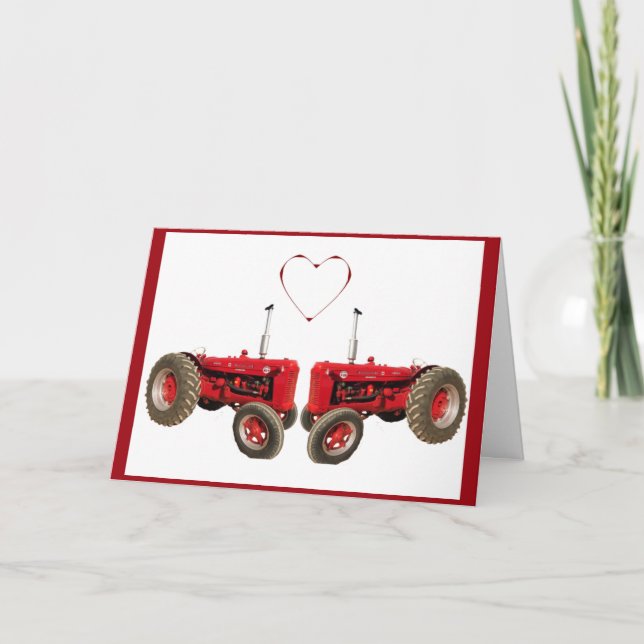 Carte de Saint-Valentin Two Red Tractors (Devant)