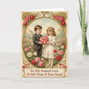 Carte de Saint-Valentin Vintage Ange Amour