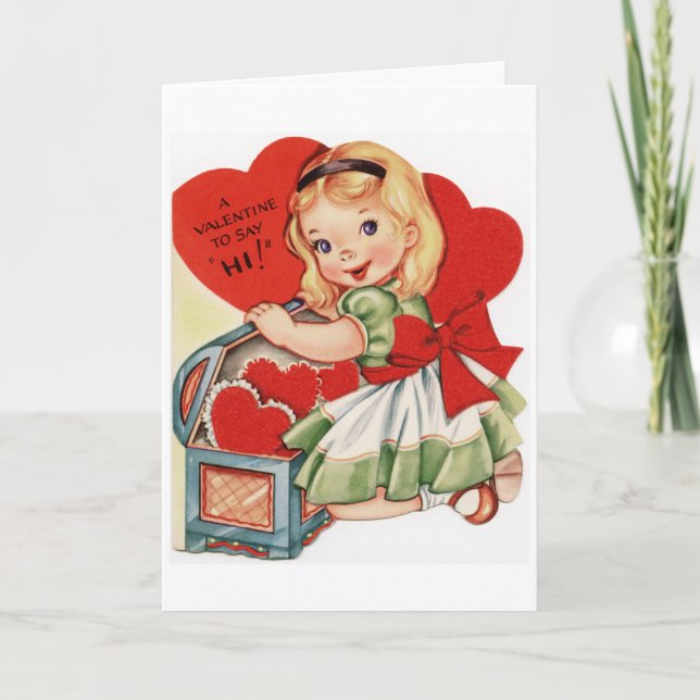 Carte de Saint-Valentin vintage pour dire bonjour  (Devant)