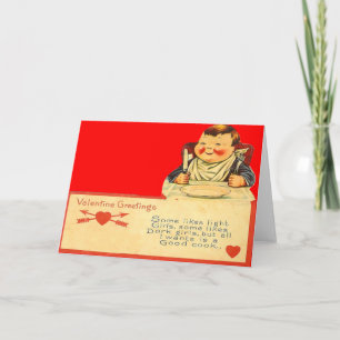 Carte de Saint-Valentin vintage rétro bonne cuisin