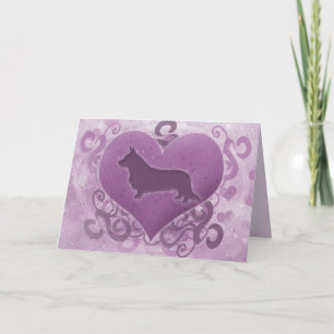 Carte de Saint Valentin violet Cardigan Welsh Corg