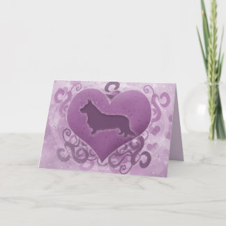 Carte de Saint Valentin violet Cardigan Welsh Corg