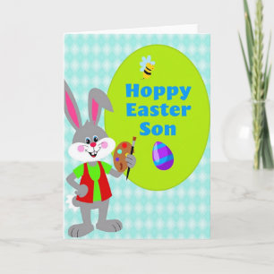 Carte de saison joyeuse de l'artiste lapin