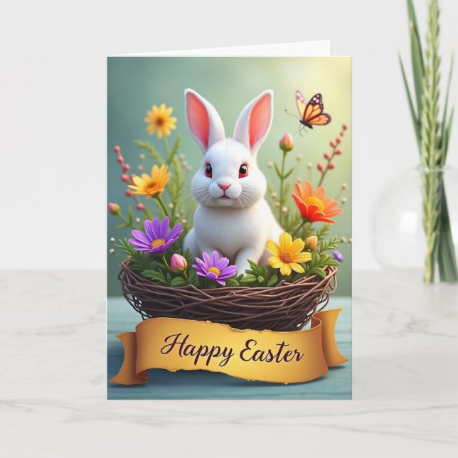 Carte de saison Panier Floral de Lapin (Devant)
