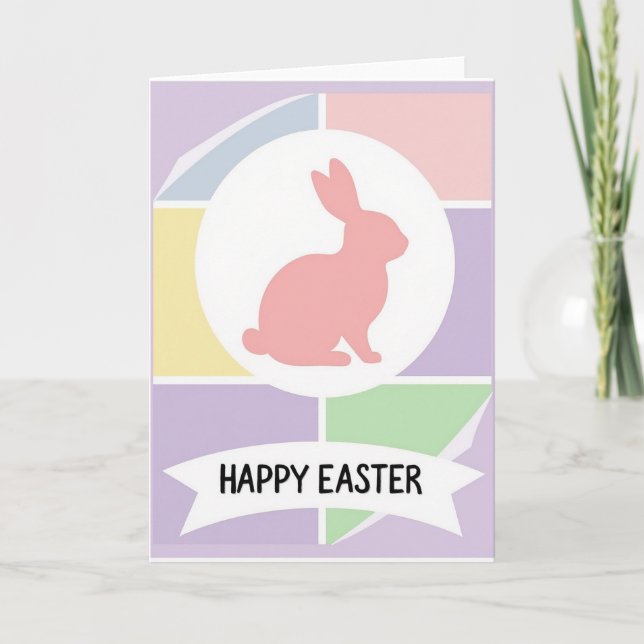 Carte de saison printanière de lapin mignon (Devant)