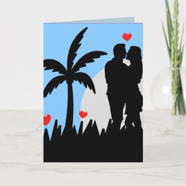 CARTE DE SALUT ROMANTIQUE TROPICALE D'ANNIVERSAIRE (Devant)