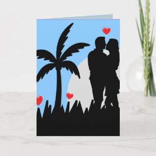 CARTE DE SALUT ROMANTIQUE TROPICALE D'ANNIVERSAIRE