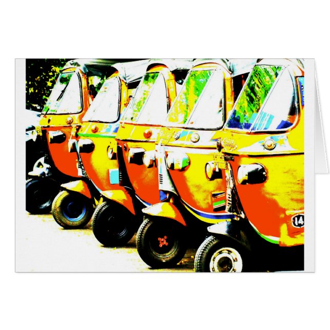 Carte de salutation/note de Rickshaw (Devant horizontal)