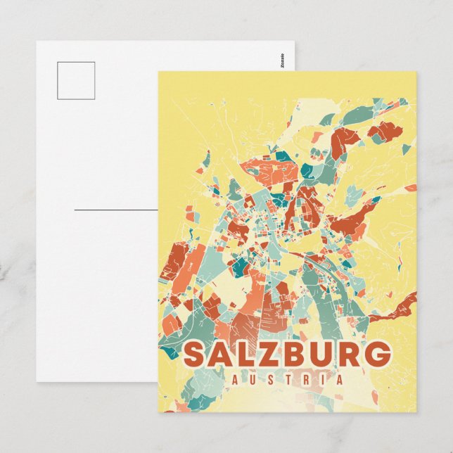 carte de Salzbourg capitale de l'Autriche  (Devant / Derrière)