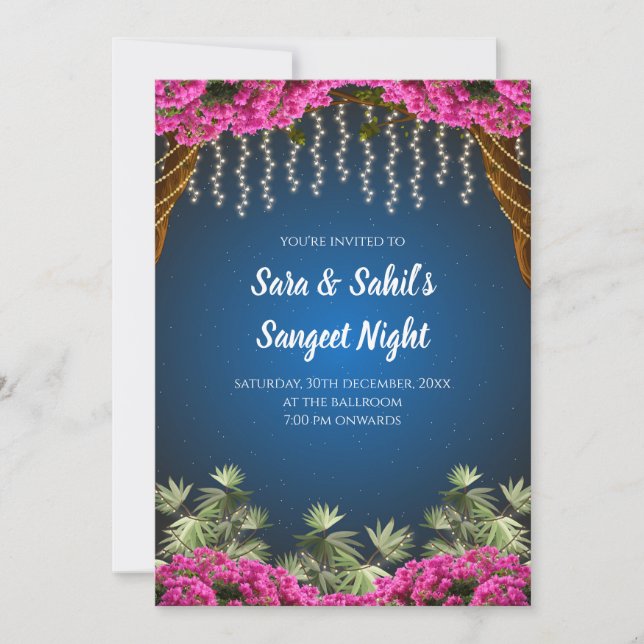 Carte de Sangeet de mariage & invitation de Sangee (Devant)