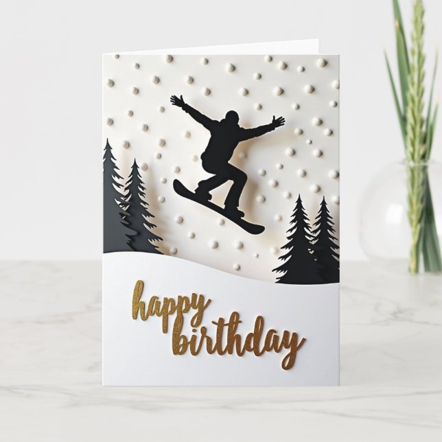 Carte de saut en snowboard pour anniversaire (Devant)